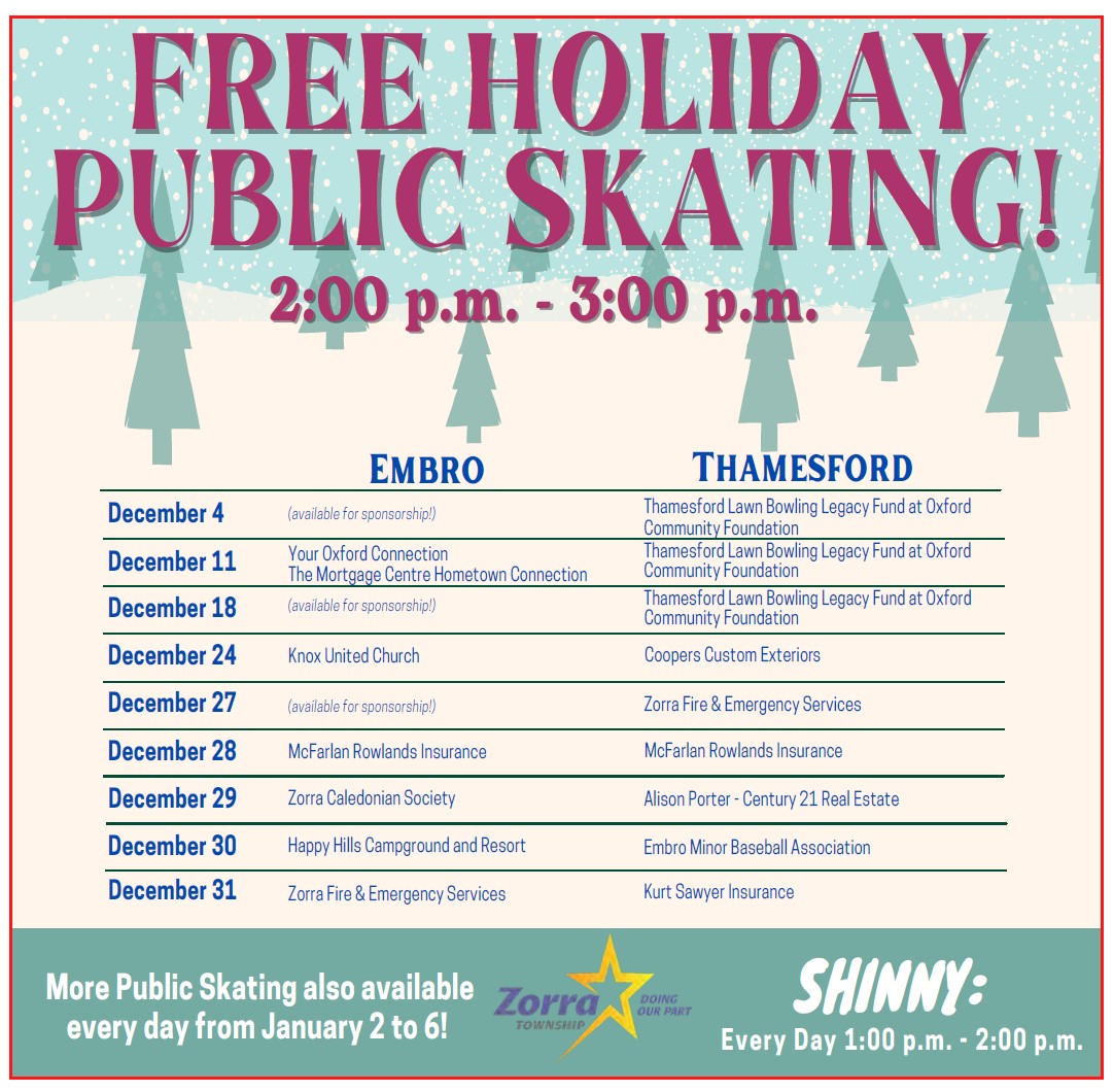 schedule of holiday skating events