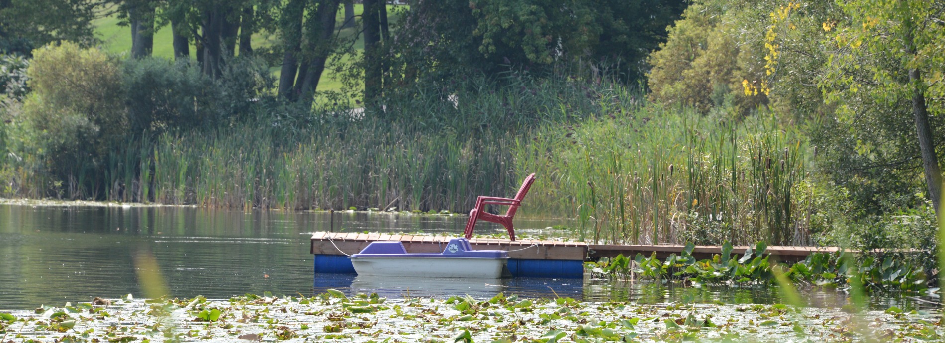 red chair on a dock